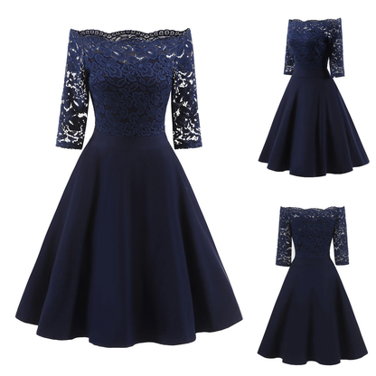 Funki Findz | Dresses | Women's Elegant Lace Chiffon Midi Dress