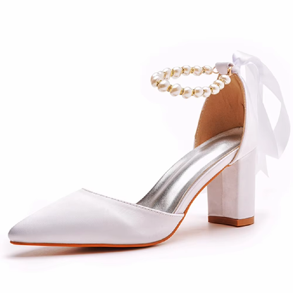 Funki Findz | Shoes | Women's Elegant Pearl Satin Bridal Shoes