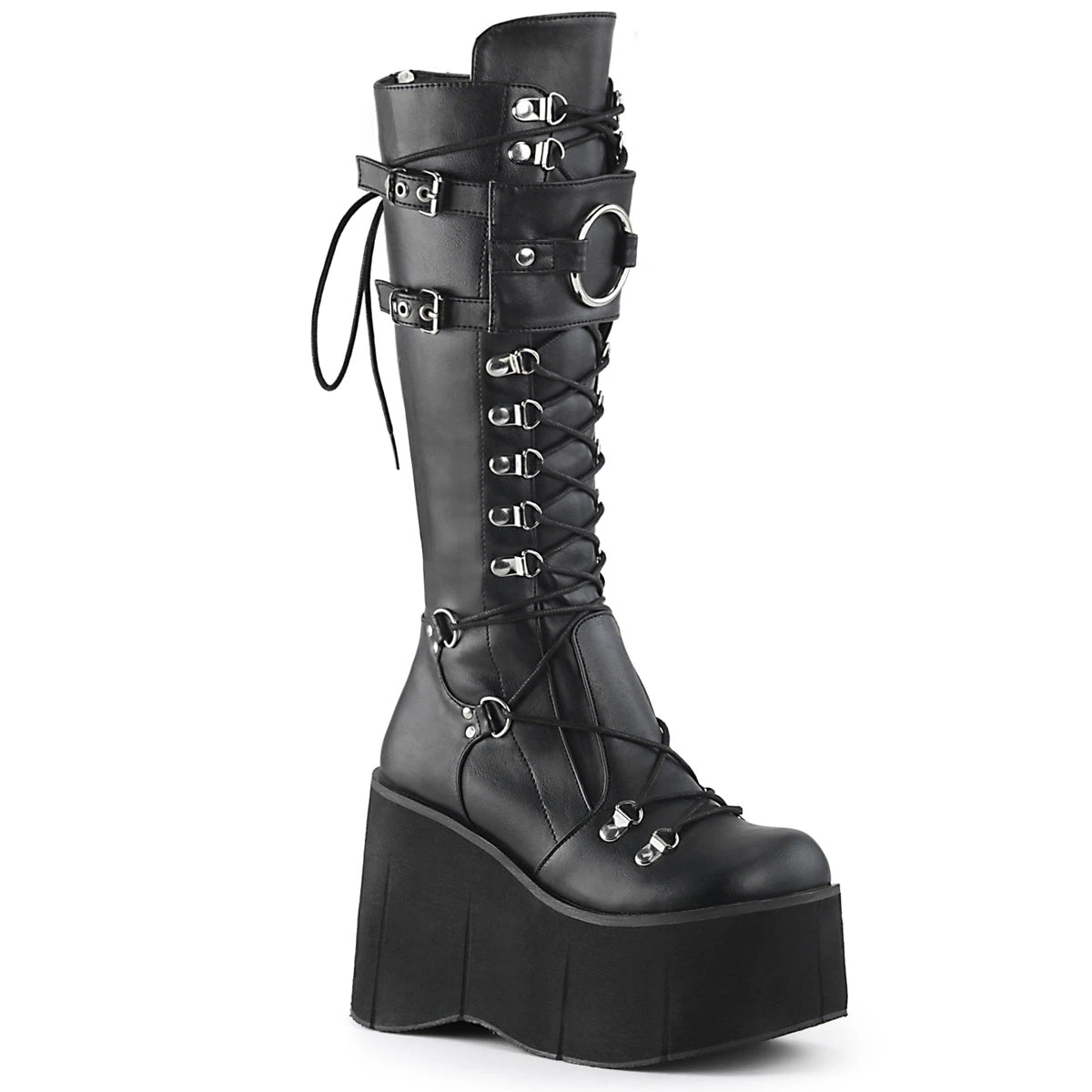 Funki Findz | Boots | Women's Goth Lace Up Platform Wedges