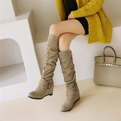 Funki Findz | Boots | Women's Mid-Calf Suede Wedge Boot