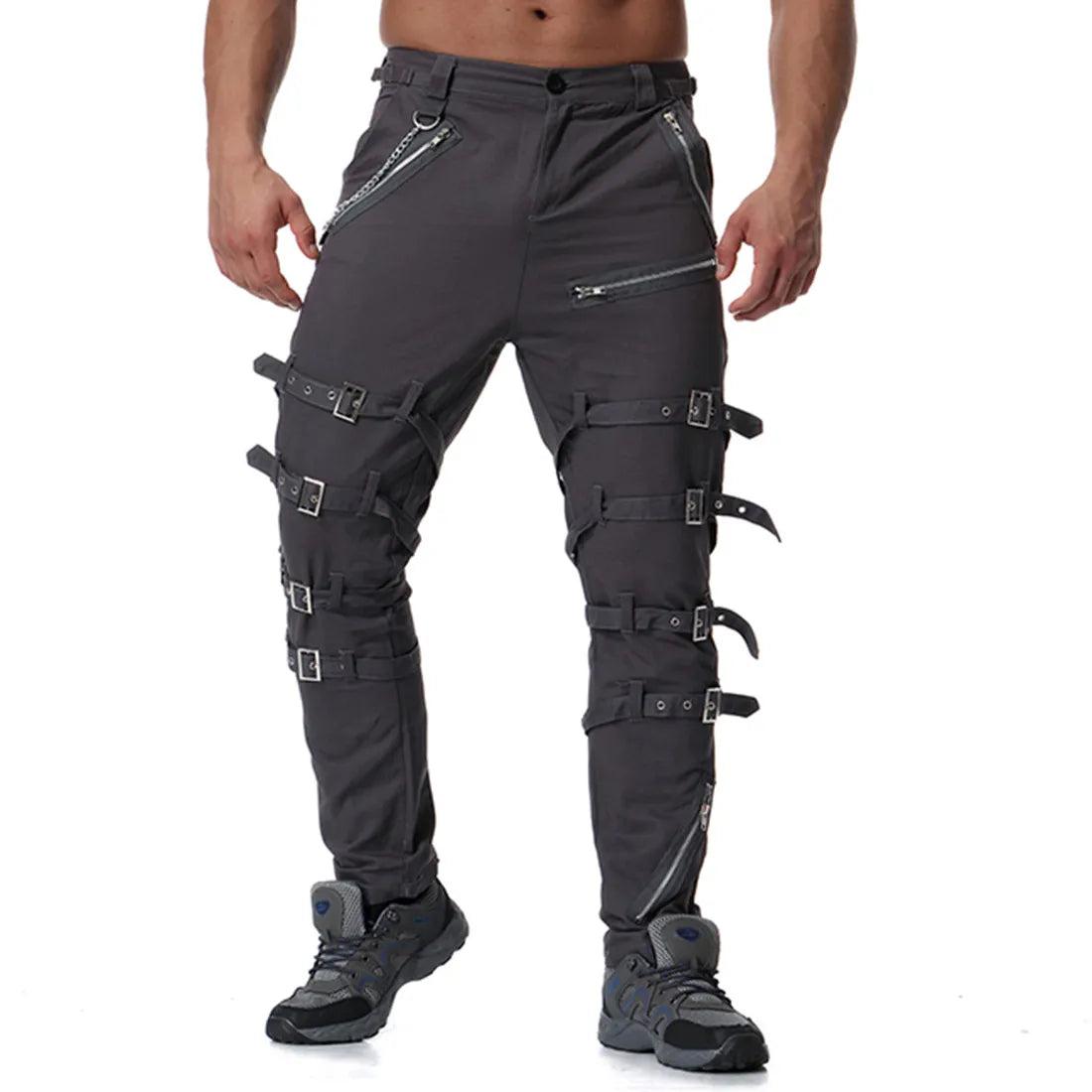 Funki Findz | Pants | Men's Gothic Punk Buckle Strap Zip Pants