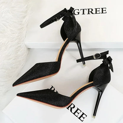 Funki Findz | Shoes | Women's Glitter Bow Knot Strappy Heels