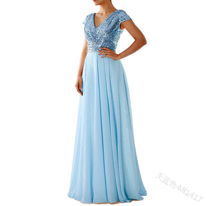 Funki Findz | Dresses | Women's Sequin Chiffon Evening Dress