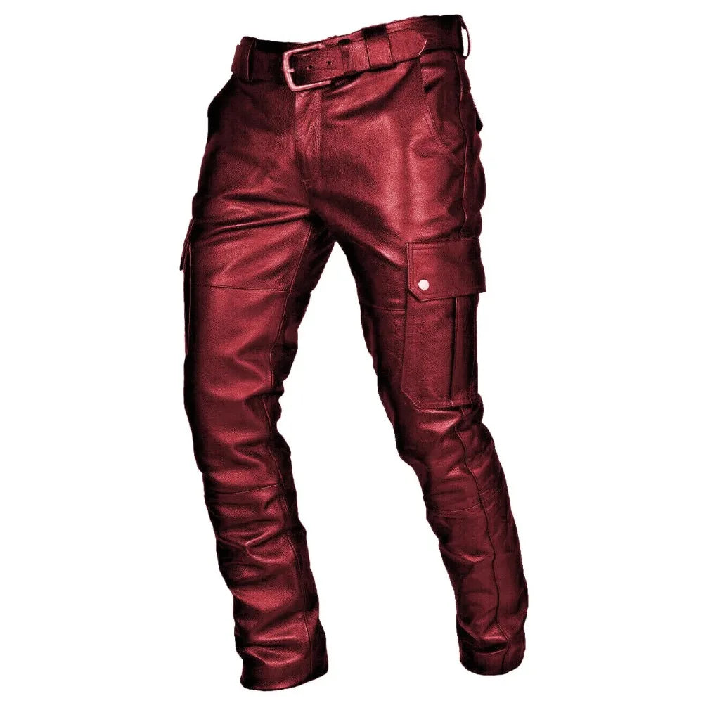 Funki Findz | Pants | Men's PU Leather Motorcycle Cargo Pants