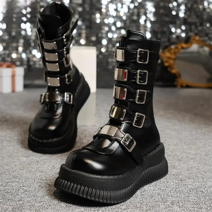 Funki Findz | Boots | Women's Gothic Mid-Calf Platform Boots