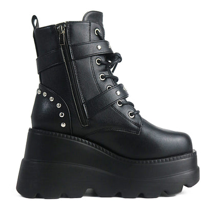 Funki Findz | Boots | Women's Punk Platform Ankle Wedge Boots