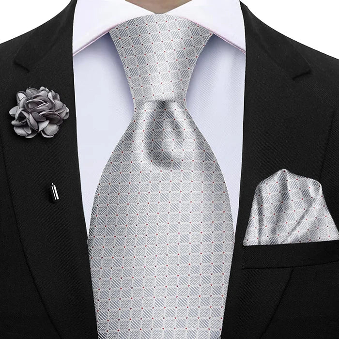 Funki Findz | Neckties | Mens 3Pcs Tie Set | Tie Hanky Corsage