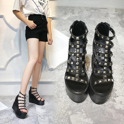 Funki Findz | Shoes | Women's Rivet Platform Gladiator Sandals