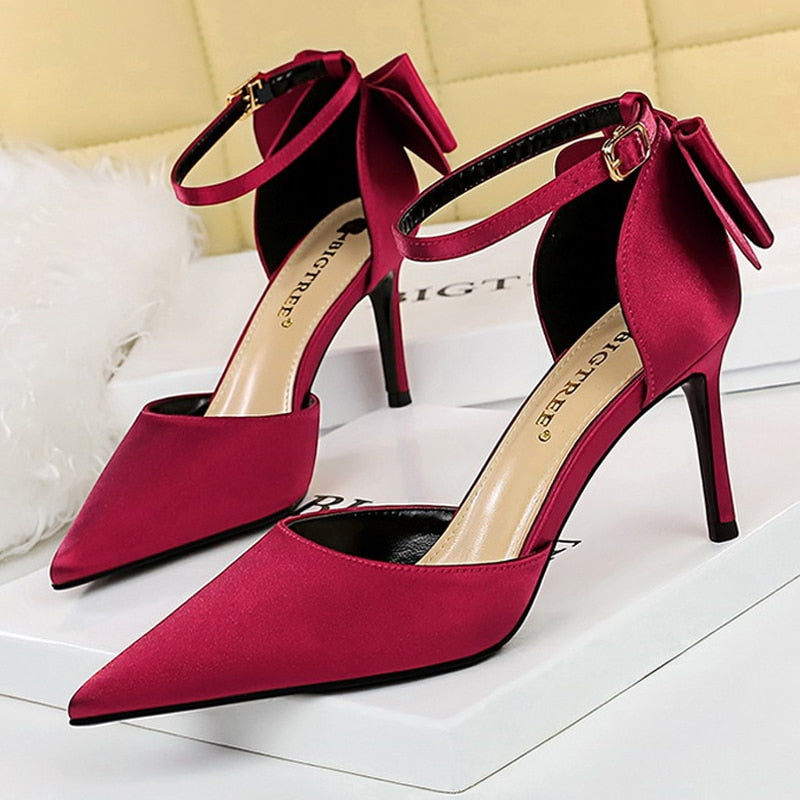 Funki Findz | Shoes | Women's Elegant Silk Bow Stiletto Pumps