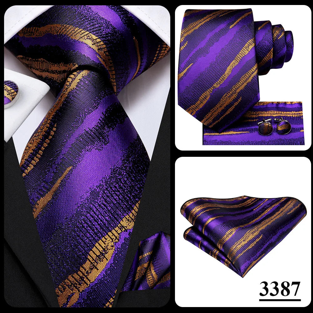 Funki Findz | Neckties | Men's Purple Silk Wedding 3Pcs Tie Set