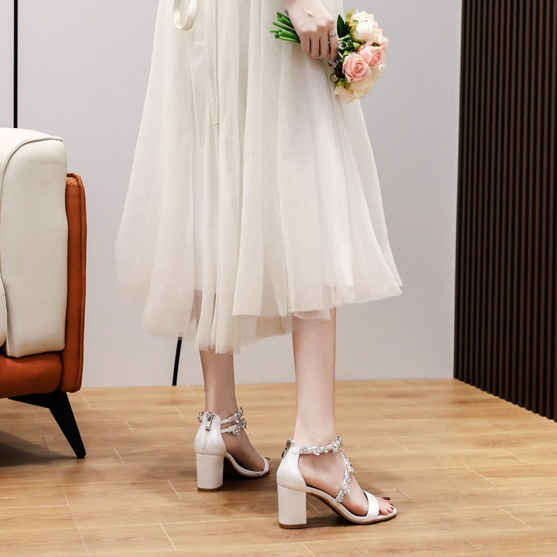 Funki Findz | Shoes | Women's Crystal Silk Wedding Sandals