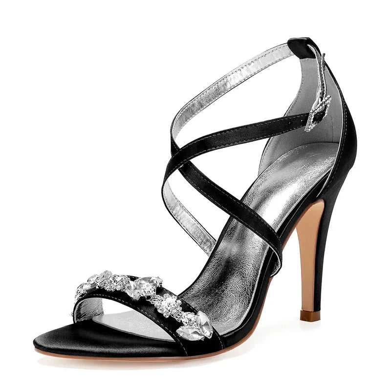 Funki Findz | Shoes | Women's Luxury Satin Crystal Bridal Sandals