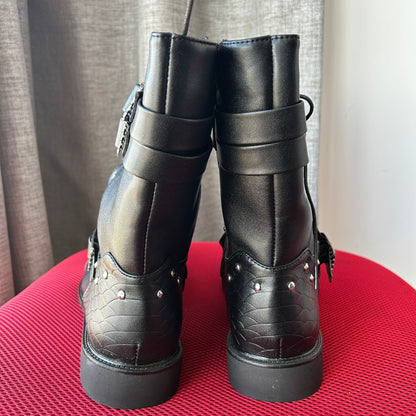Funki Findz | Boots | Men's Leather Lace Up Buckle Strap Boots