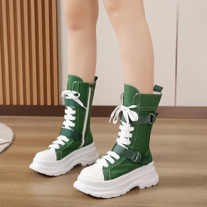 Funki Findz | Boots | Women's Canvas Chunky Platform Boots