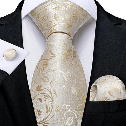 Funki Findz | Neckties | Men's Champagne Gold Silk Tie 3Pcs Set