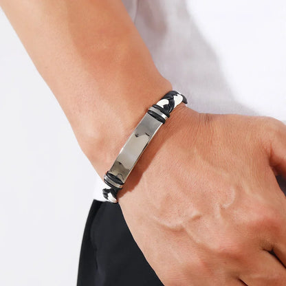 Funki Findz | Bracelets | Unisex Titanium Woven Leather Bracelet
