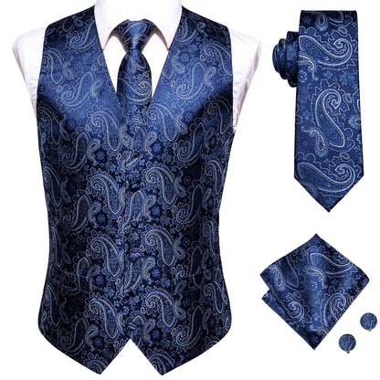 Funki Findz | Vests | Men's Formal 4 Pcs Silk Slim Waistcoat Sets