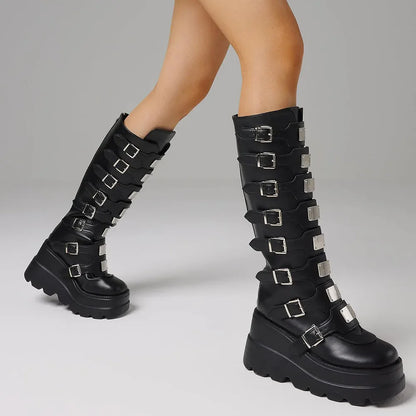 Funki Findz | Boots | Women's Punk Goth Multi Buckle Boots