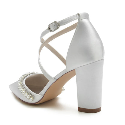 Funki Findz | Shoes | Women's Satin Pearl Bridal Evening Shoes