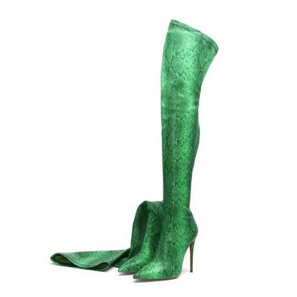 Funki Findz | Boots | Women's Snake Print Cloth Long Boots