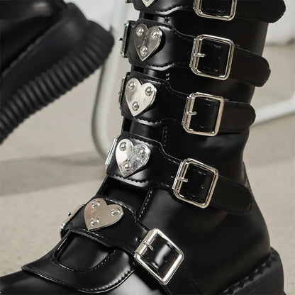 Funki Findz | Boots | Women's Gothic Mid-Calf Platform Boots