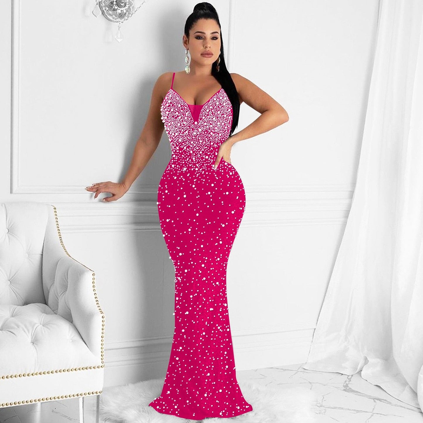 Funki Findz | Dresses | Women's Beaded Pearl Bodycon Dress