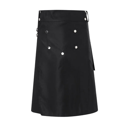 Funki Findz | Skirts | Men's Black Pleated Gothic Kilt | Cargo Skirt