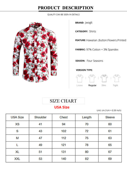 Funki Findz | Shirts | Men's Floral Print Long Sleeved Dress Shirt