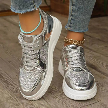 Funki Findz | Shoes | Women's Gold Sequins Platform Sneakers