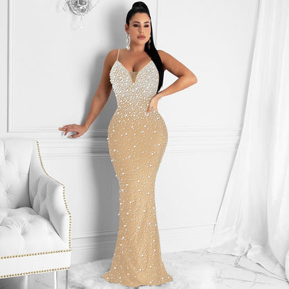 Funki Findz | Dresses | Women's Beaded Pearl Bodycon Dress