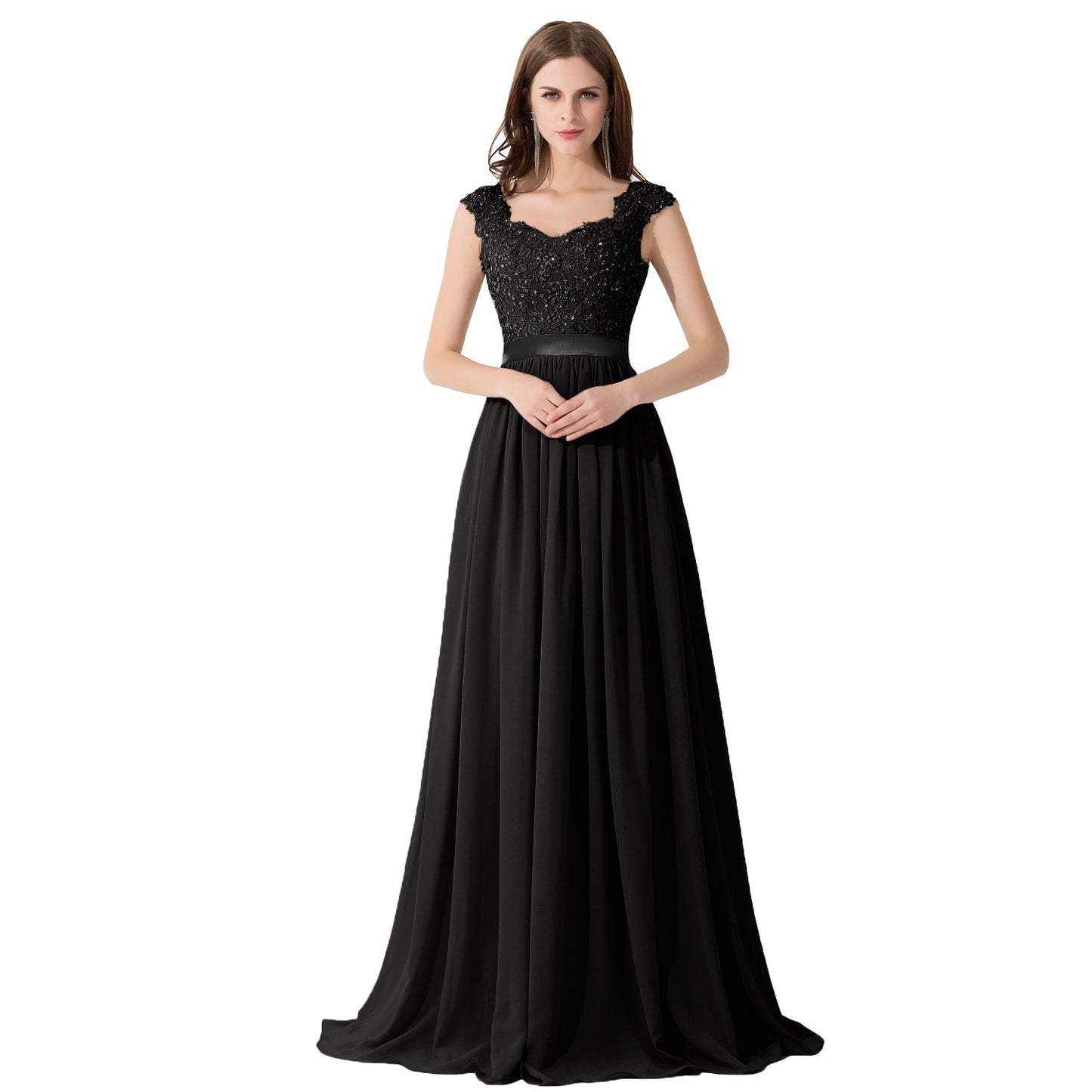 Funki Findz | Dresses | Women's Long Chiffon Satin Lace Dress