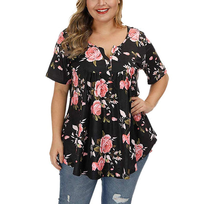 Funki Findz | Shirts | Women's Plus Floral Print, Loose Fit Tops