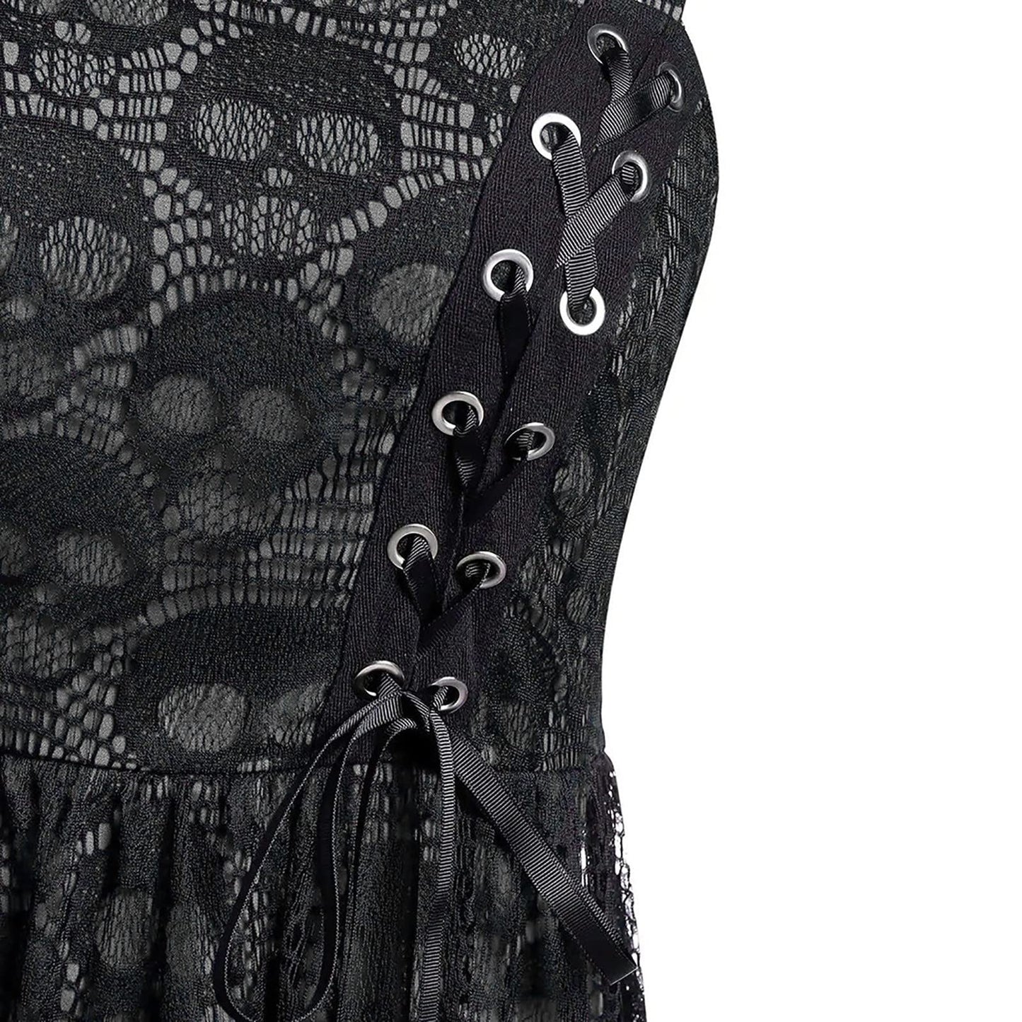 Funki Findz | Dresses | Women's Gothic Skull Lace Mini Dress