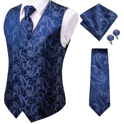 Funki Findz | Vests | Men's Formal 4 Pcs Silk Slim Waistcoat Sets
