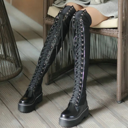 Funki Findz | Boots | Women's Platform Over Knee Sneaker Boot