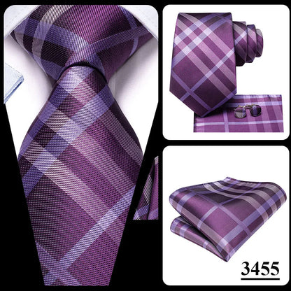 Funki Findz | Neckties | Men's Purple Silk Wedding 3Pcs Tie Set