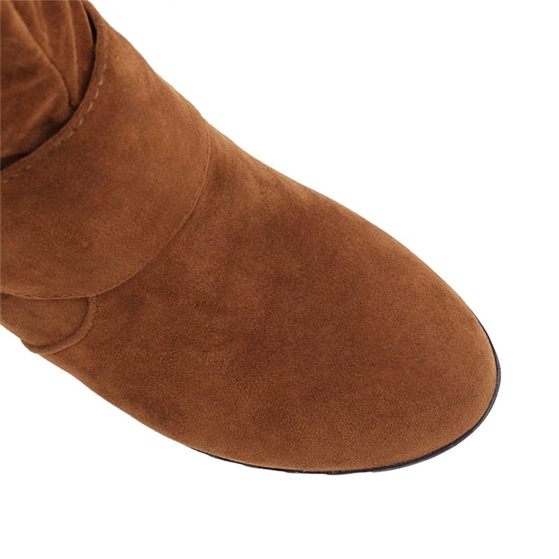 Funki Findz | Boots | Women's Mid-Calf Suede Wedge Boot