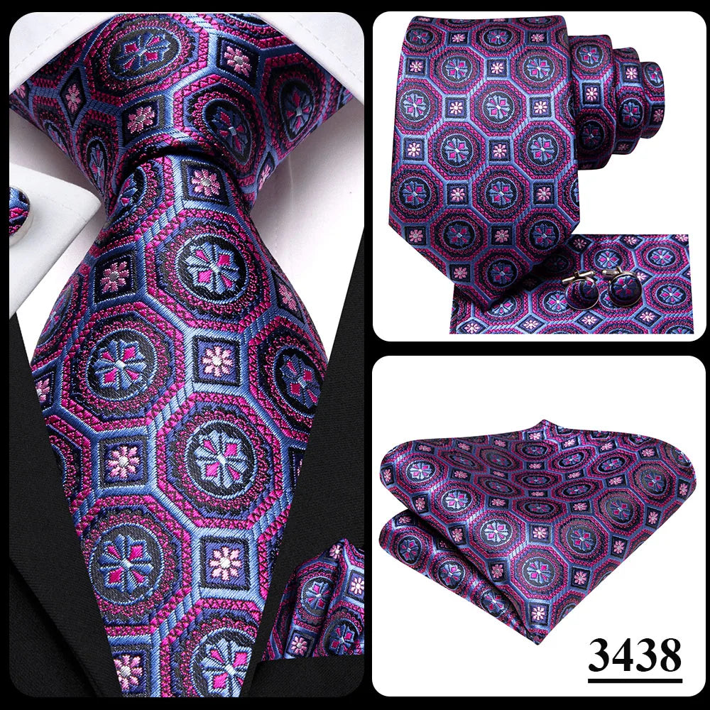 Funki Findz | Neckties | Men's Purple Silk Wedding 3Pcs Tie Set