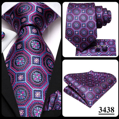 Funki Findz | Neckties | Men's Purple Silk Wedding 3Pcs Tie Set