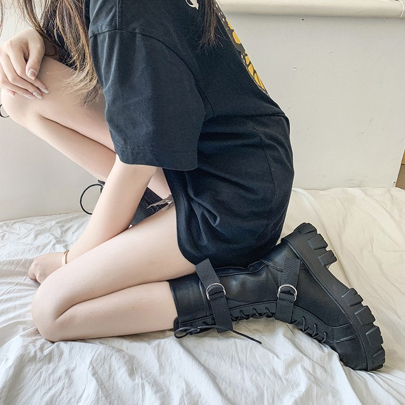 Funki Findz | Boots | Women's Lace-Up Combat Boots Biker Boot