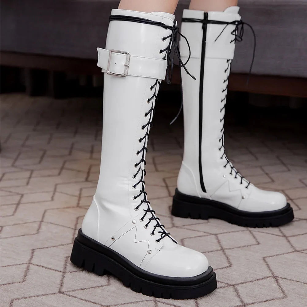 Funki Findz | Boots | Women's Gothic Big Buckle Knee High Boot
