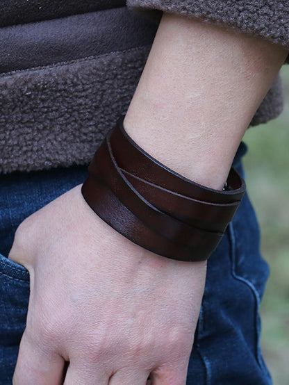 Funki Findz | Bracelets | Men's Wide Genuine Leather Wristband