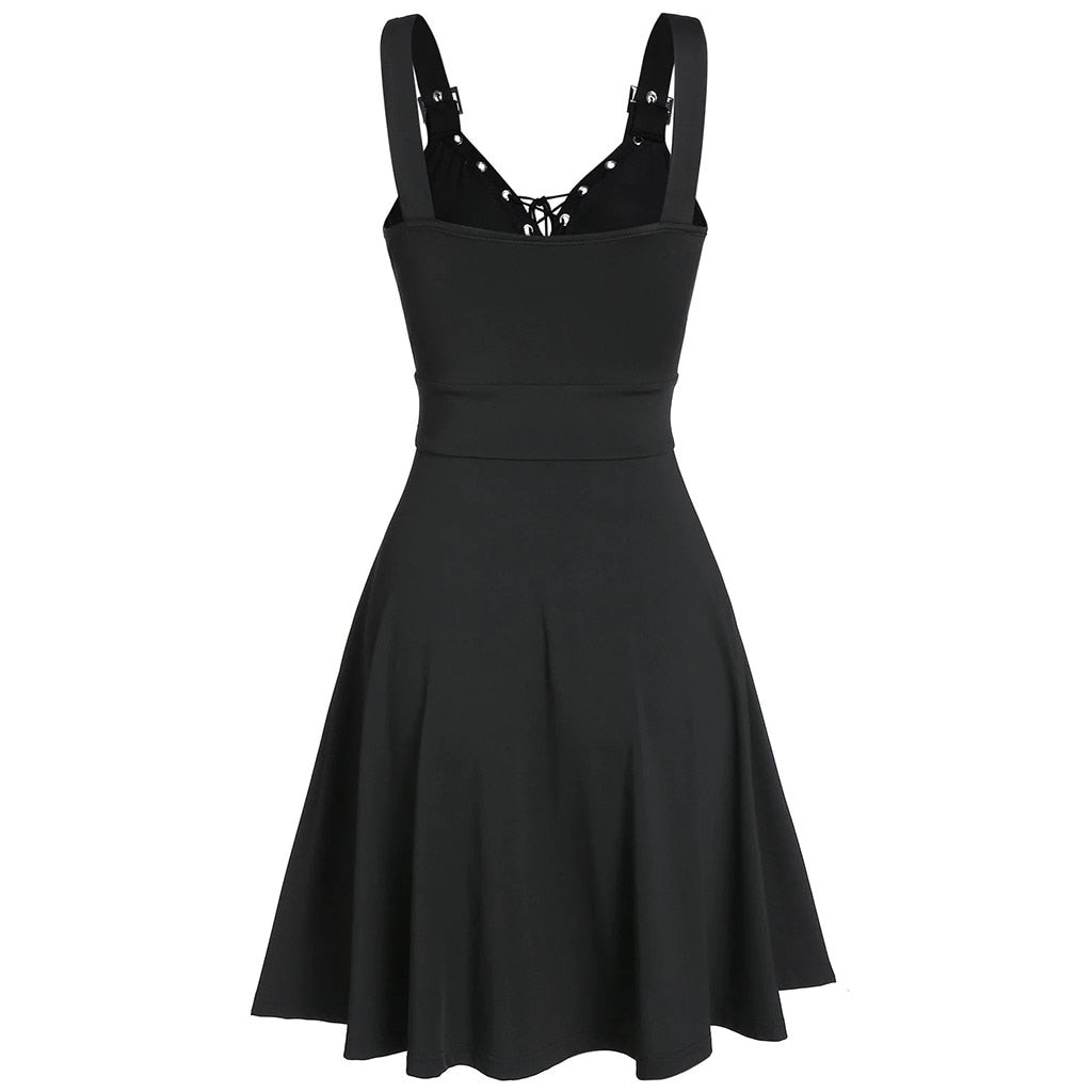 Funki Findz | Dresses | Women's Gothic Lace Up Mini Dress