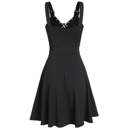 Funki Findz | Dresses | Women's Gothic Lace Up Mini Dress