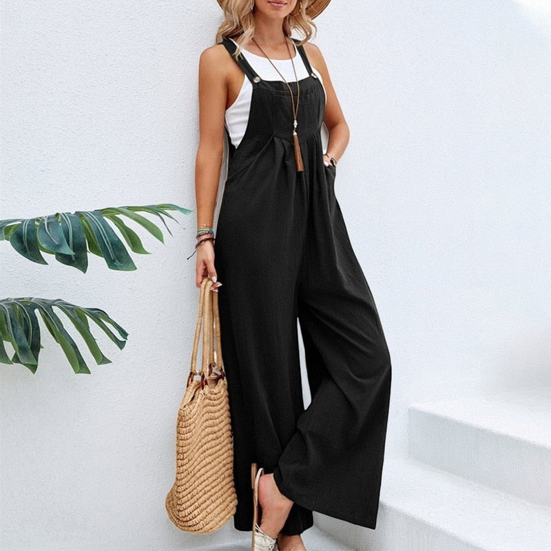 Funki Findz | Pants | Women's Casual Wide Leg Pantsuit Overalls