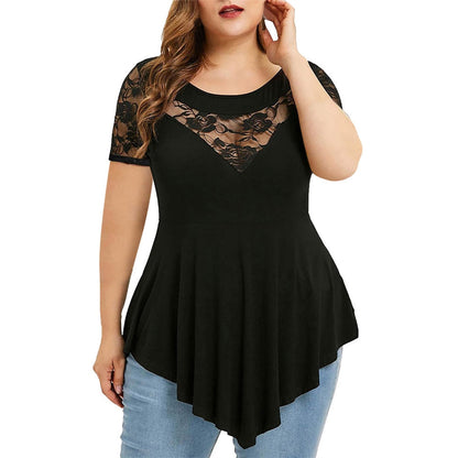 Funki Findz | Shirts | Women's Sexy Lace Spliced Plus Size Shirt