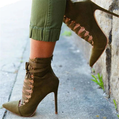 Funki Findz | Boots | Women's Lace Up High Heel Ankle Boots