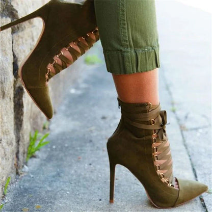 Funki Findz | Boots | Women's Lace Up High Heel Ankle Boots