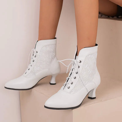 Funki Findz | Boots | Women's Kitten Heel Victorian Granny Boot