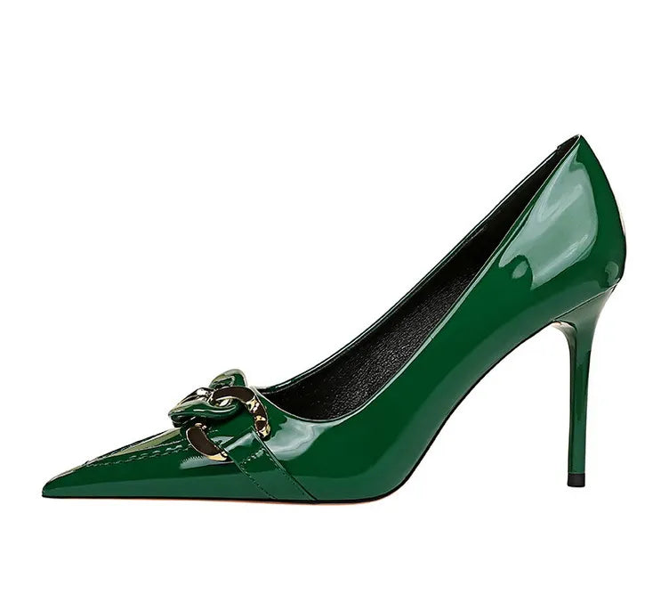 Funki Findz | Shoes | Women's Patent Metal Buckle Luxury Heels